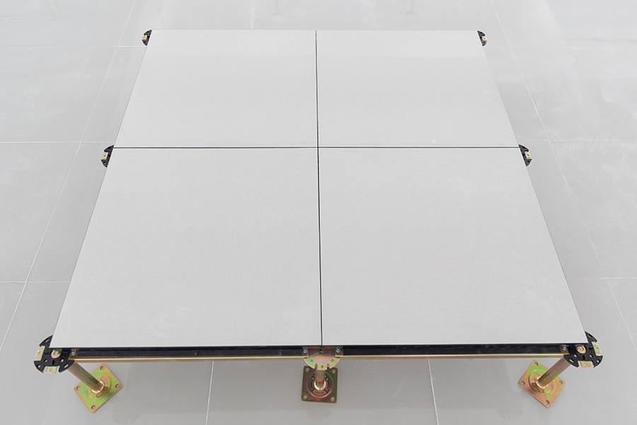 Calcium sulphate raised floor with ceramic covering 01